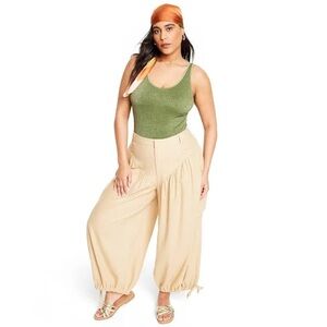 Fe Noel x Target | Metallic High Leg One Piece Swimsuit Bodysuit in Green 1X